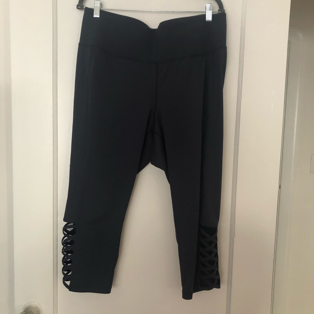 Slate blue gray lattice side leggings